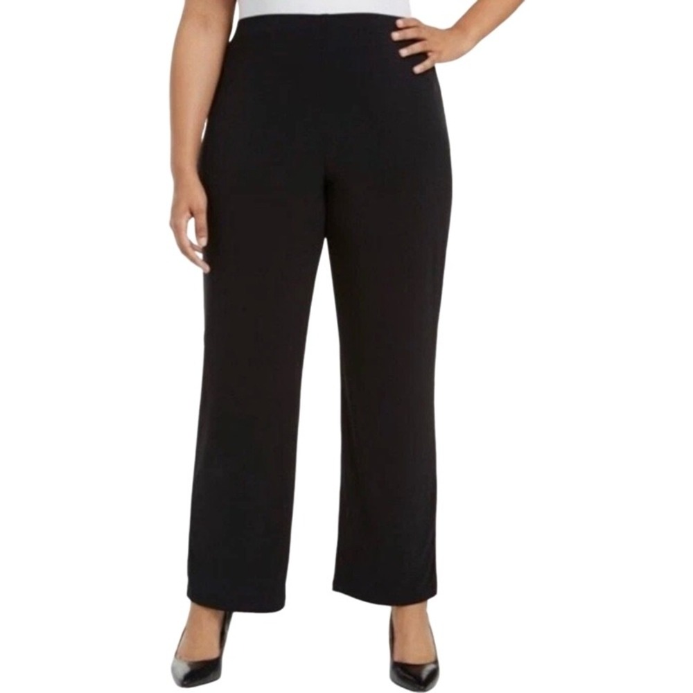 ALFANI NEW XXL Wide Leg Pants Black Short Stretch Jersey Elements Professional